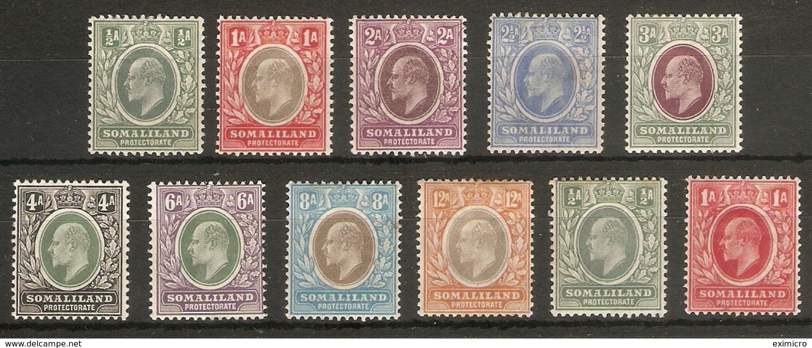 SOMALILAND 1905 - 1911 SET OF 11 STAMPS SG 45/59 MOUNTED MINT Cat £95 - Somaliland (Protectorate ...-1959)