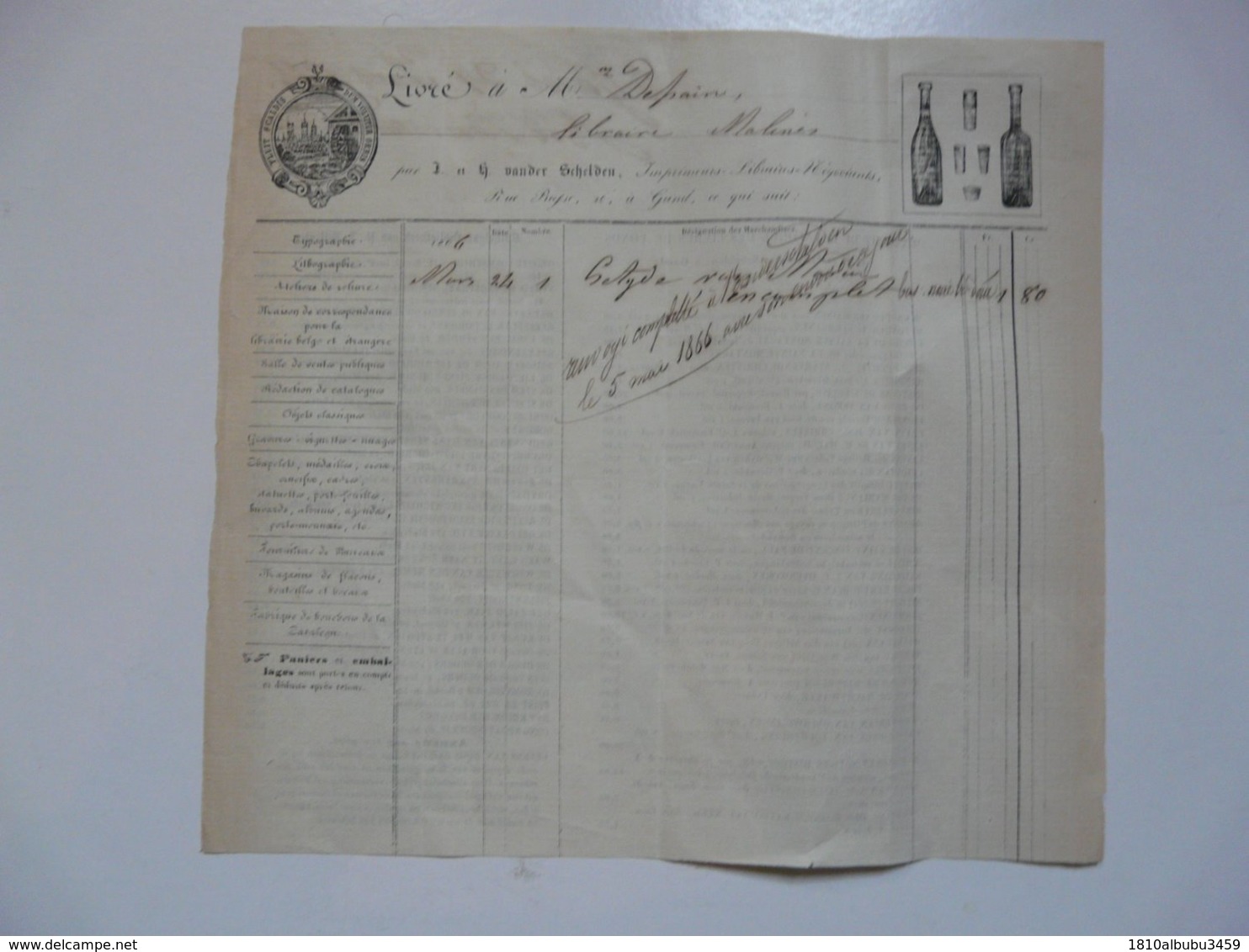 VIEUX PAPIERS - DOCUMENTS COMMERCIAUX : GAND - SCHELDEN - 1800 – 1899