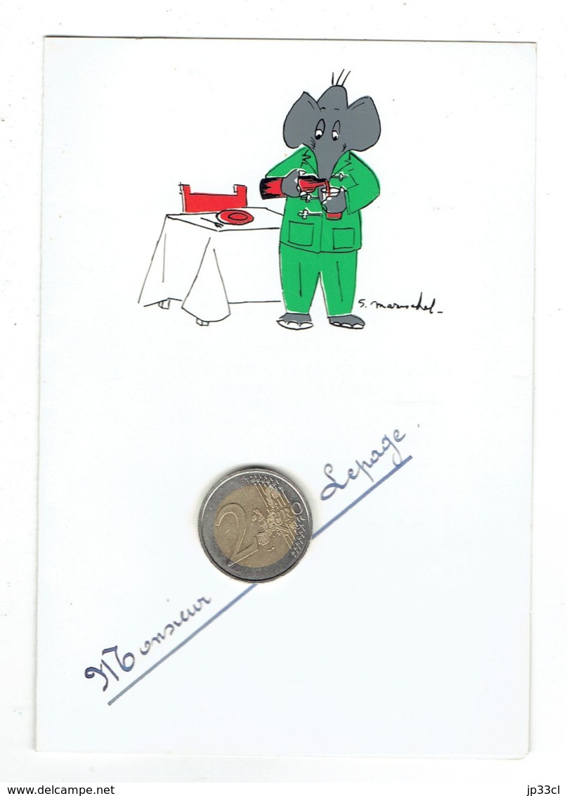 Elephant (olifant, Elefante) Sur Menu Signé S. Mareschal (6/04/1969) - Menus