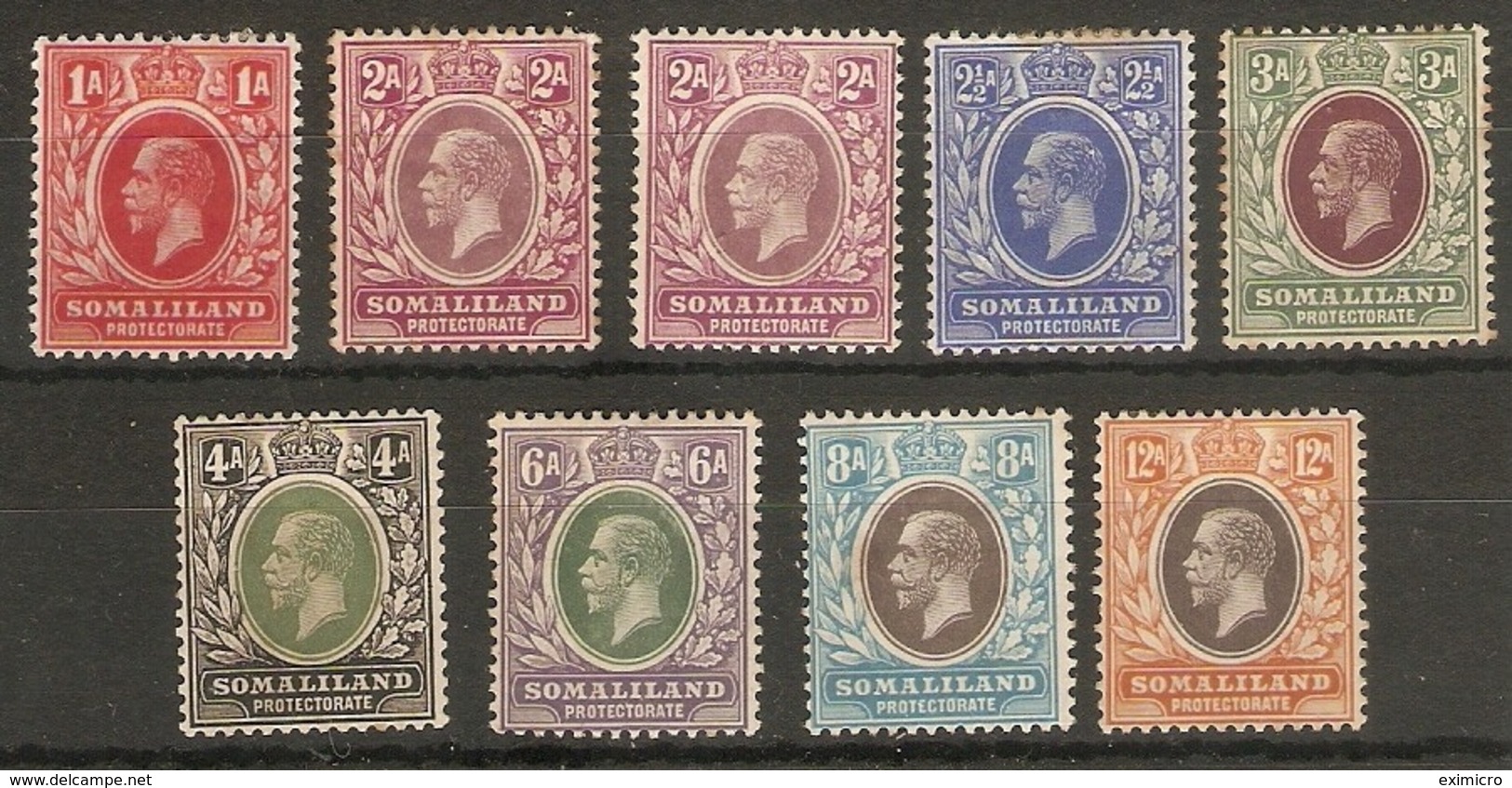 SOMALILAND 1912 - 1919 ALL DIFFERENT VALUES TO 12a BETWEEN SG 61a And SG 68 MOUNTED MINT Cat £51+ - Somaliland (Herrschaft ...-1959)