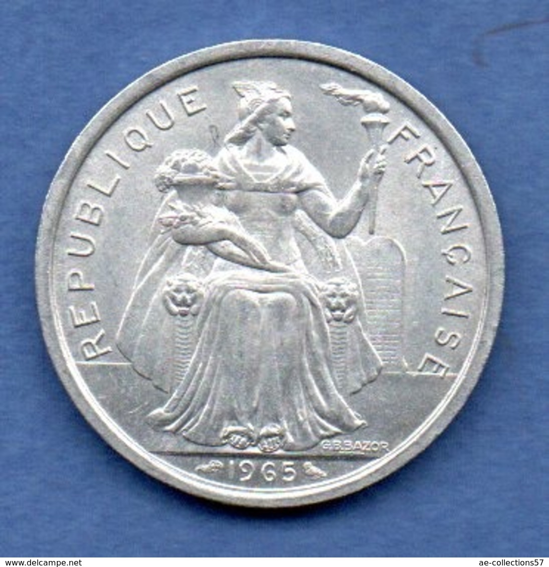 Polynésie Française  -  2 Franc  1965  -  état  SUP - Polynésie Française