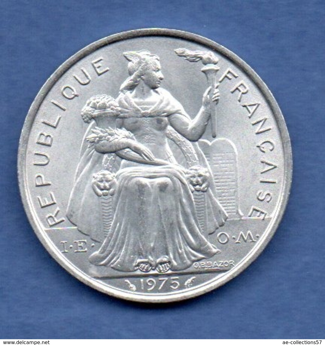 Polynésie Française  -  5 Franc  1975  -  état  SPL - Polynésie Française