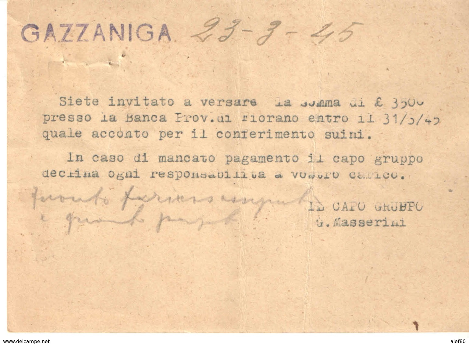 INTERO POSTALE  POSTE RSI DA CENT. 30 EFFIGE DI MAZZINI VIAGGIATA   GAZZANIGA (bg) - Stamped Stationery