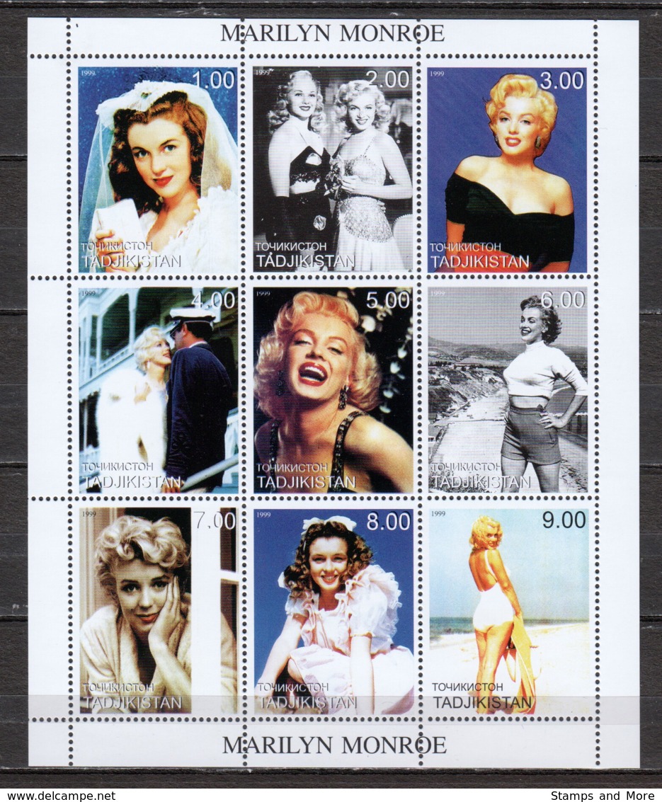 Tadjikistan 1999 - MNH Sheet MARILYN MONROE - Actores