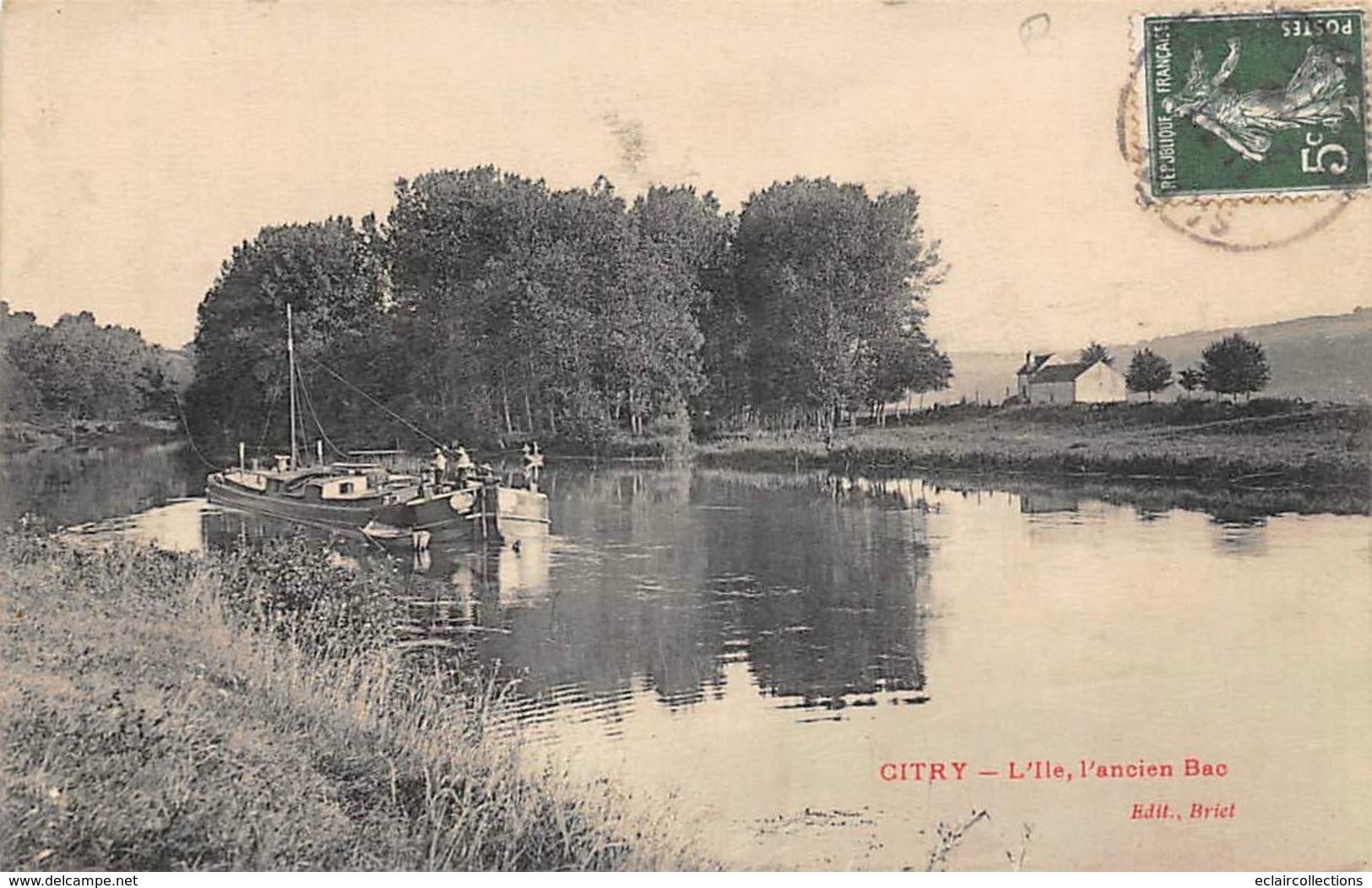 Thème    Navigation Fluviale .Péniche Écluse.Bac    77  Citry  L'ancien Bac      (voir Scan) - Hausboote