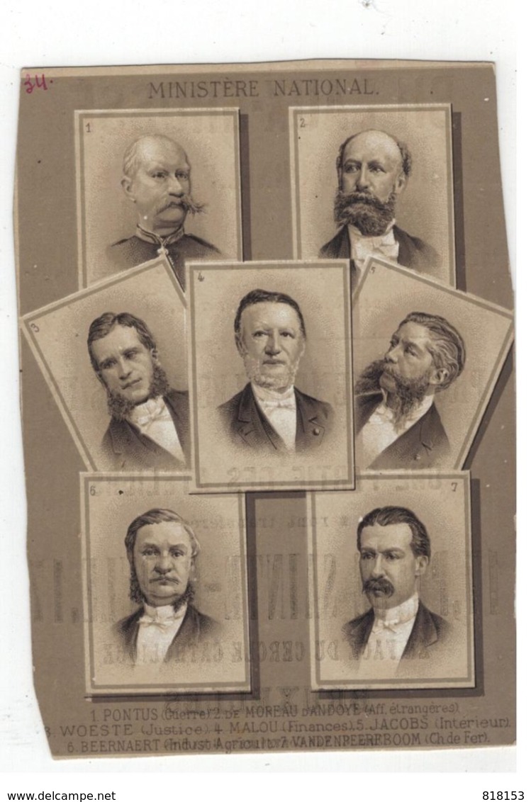 MINISTERE NATIONAL  Belgische Katholieke Regering 1884 - Personnages