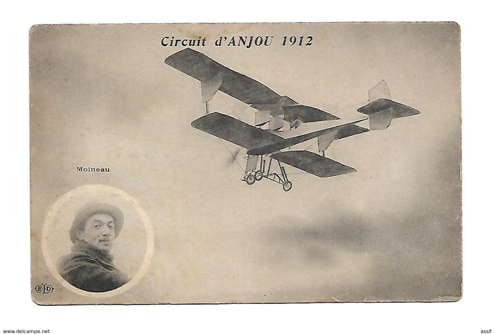 CIRCUIT D'ANJOU 1912 MOINEAU ELD ANGERS CHOLET SAUMUR AVIATION /FREE SHIPPING REGISTERED - Aviateurs