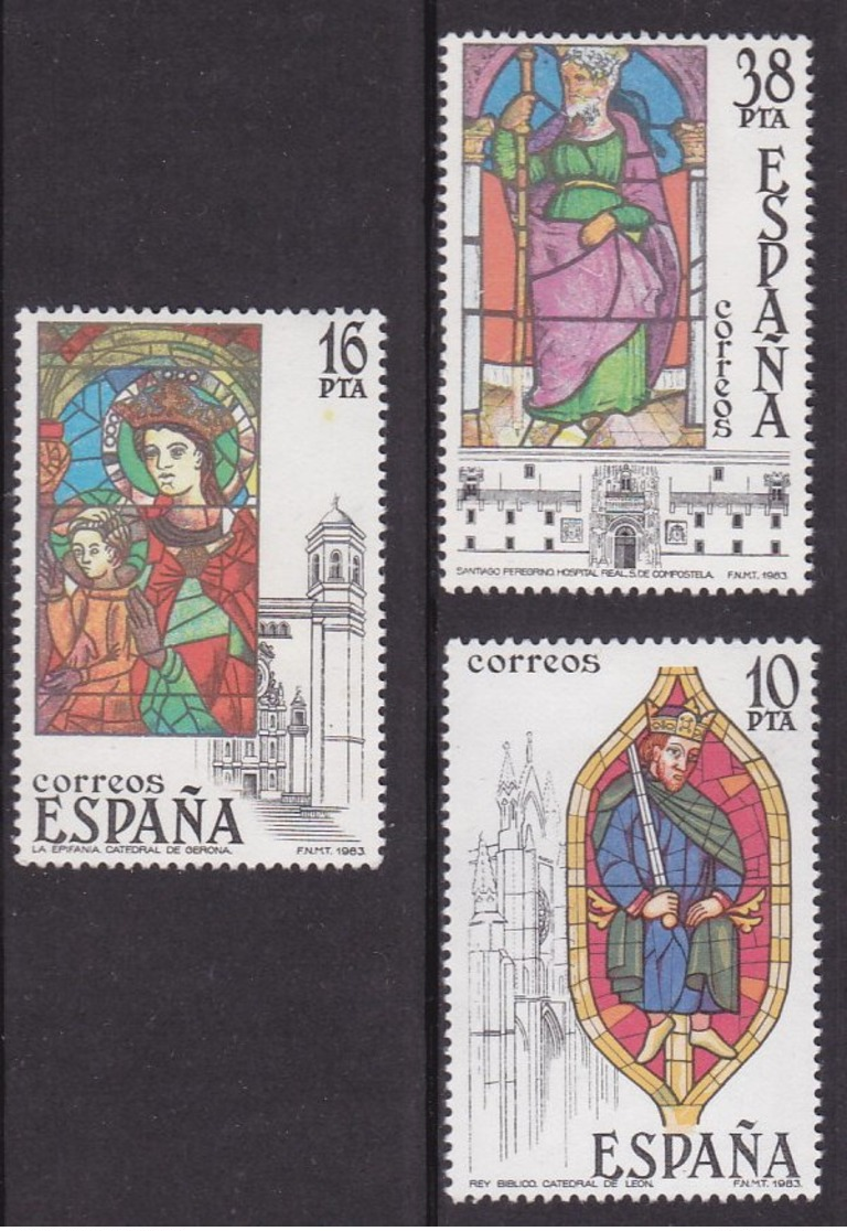 1983-(MNH=**) Spagna S.3v."Vetrate Di Cattedrali" - Nuovi