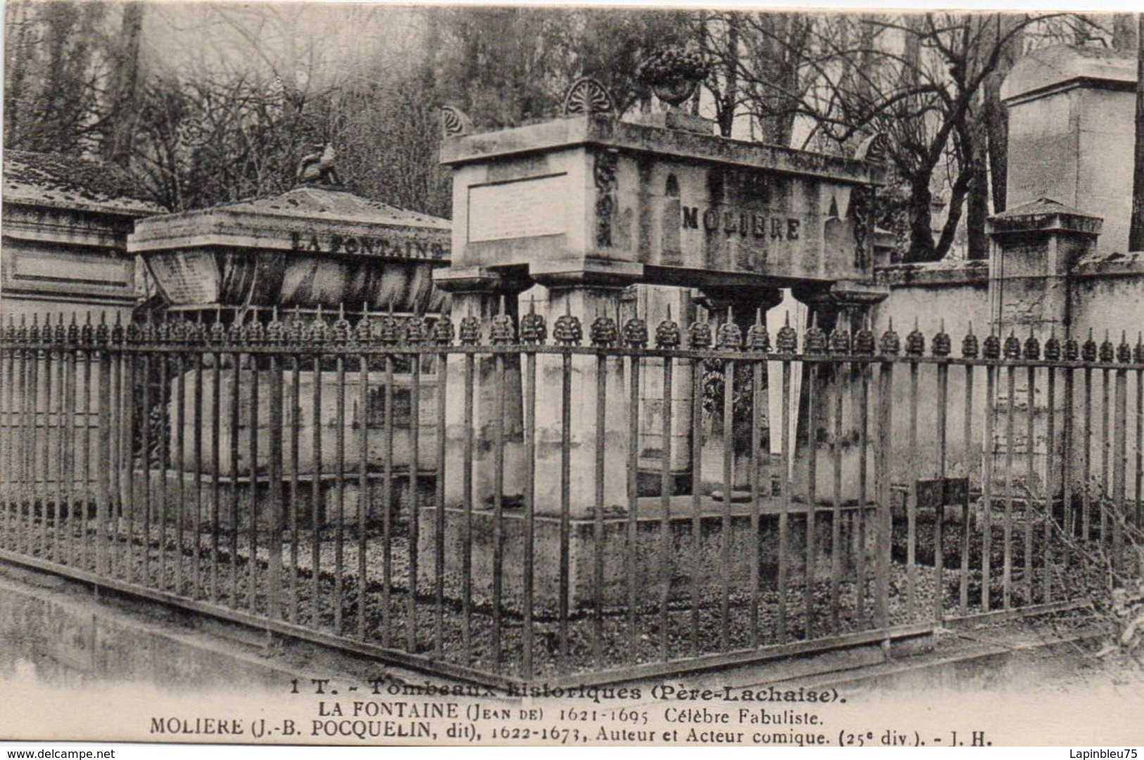 CP 75 Paris Cimetière Père Lachaise La Fontaine Jean De Molière Tombeaux Historiques 1T JH Boisson - Autres Monuments, édifices