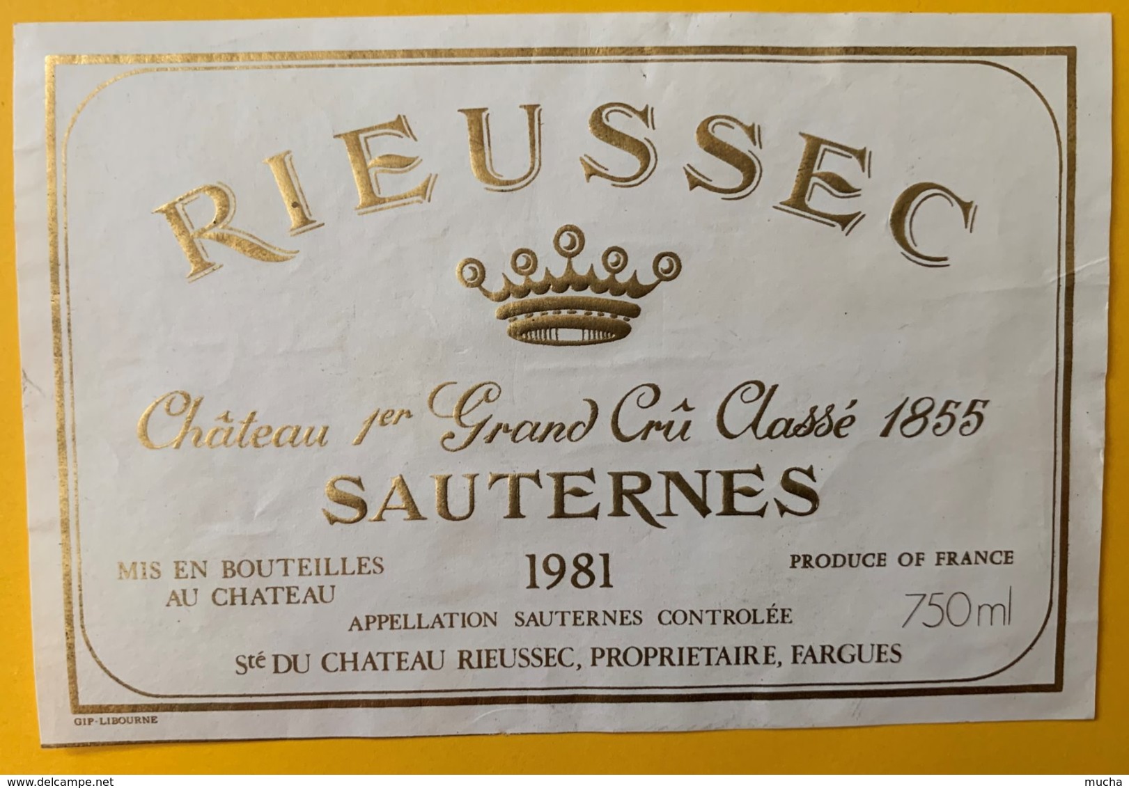 11982 - Château Rieussec 1981 Sauternes - Bordeaux