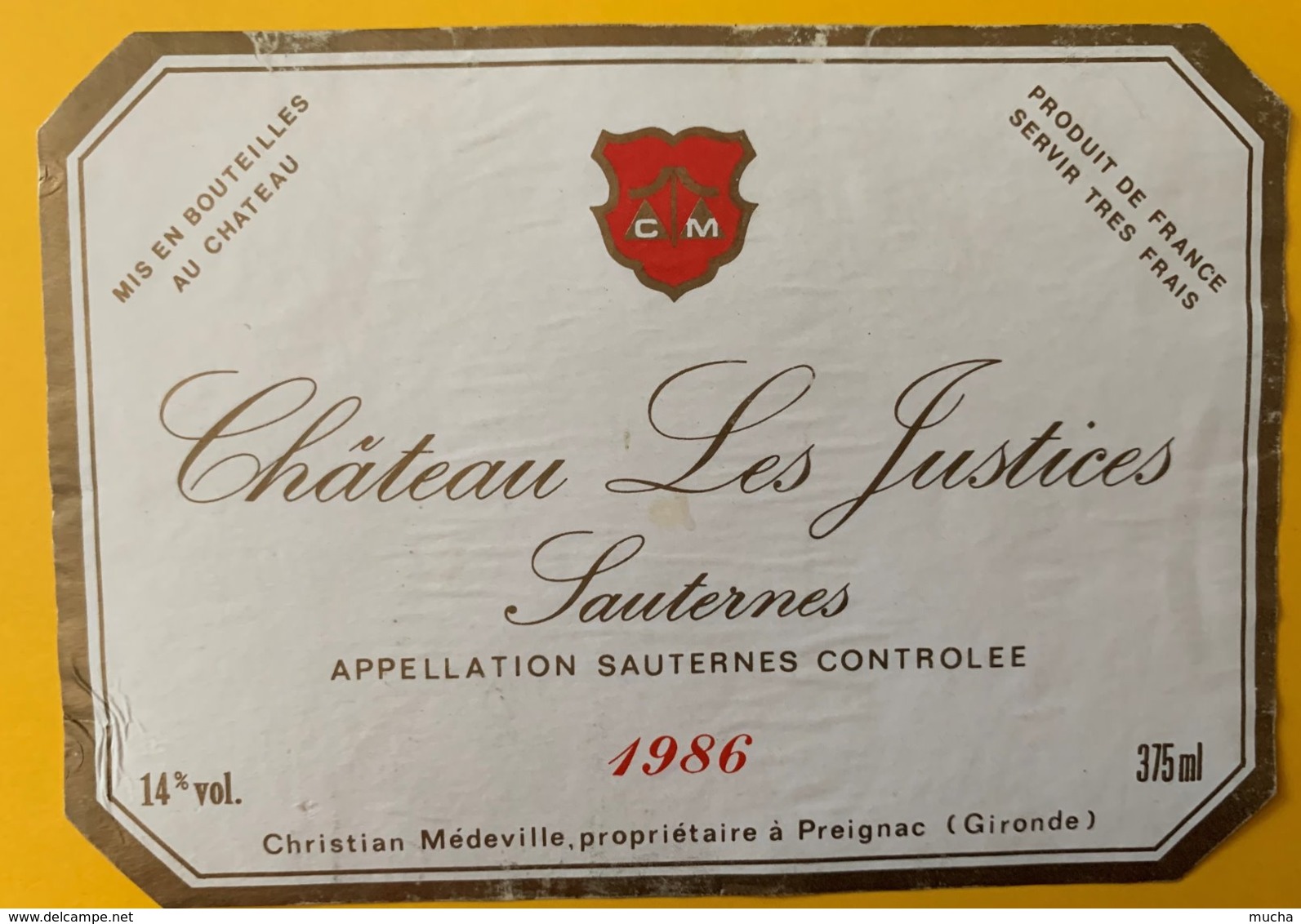 11986 - Château Les Justices 1986 Sauternes - Bordeaux