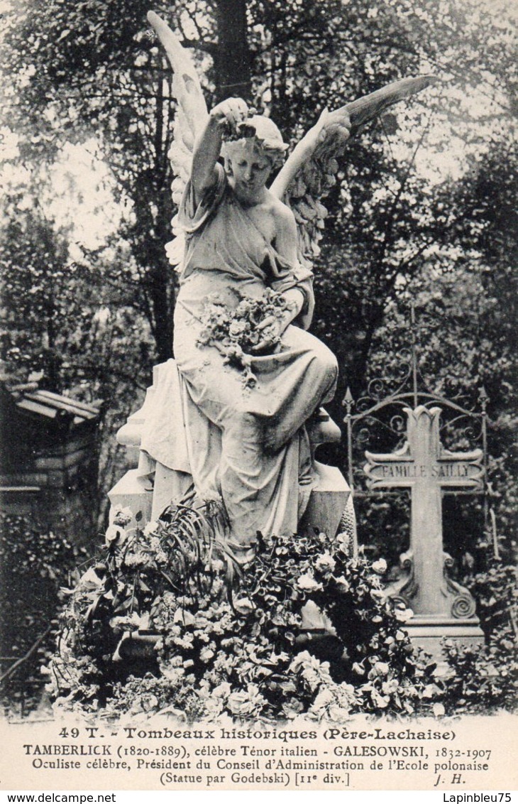 CP 75 Paris Cimetière Père Lachaise Tamberlick Galesowski Tombeaux Historiques 49T JH - Autres Monuments, édifices