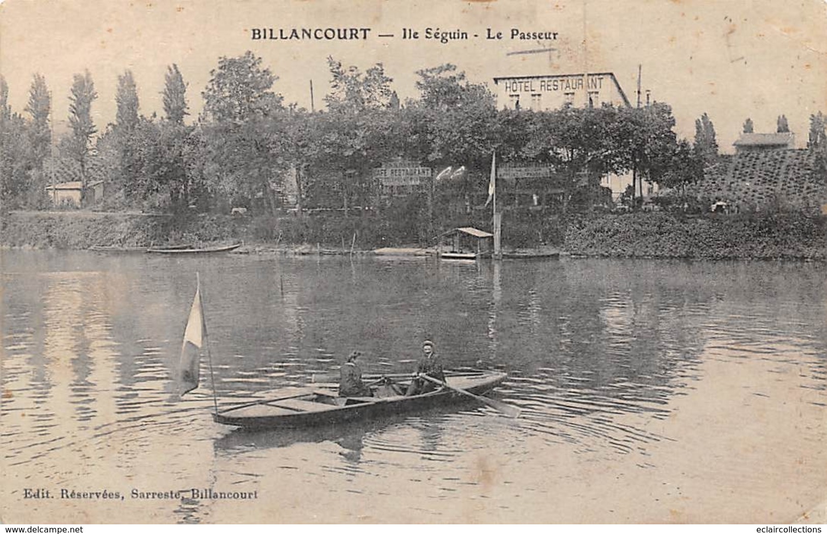 Thème    Navigation Fluviale .Péniche Écluse.Bac   92 Billancourt Le Passeur           (voir Scan) - Binnenschepen