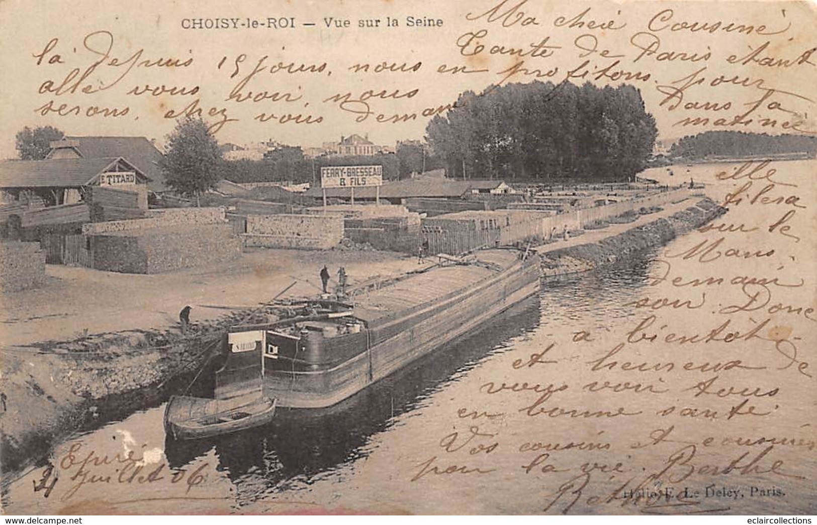 Thème    Navigation Fluviale .Péniche Écluse.Bac   94  Choisy Le Roi         (Etat Voir Scan) - Binnenschepen