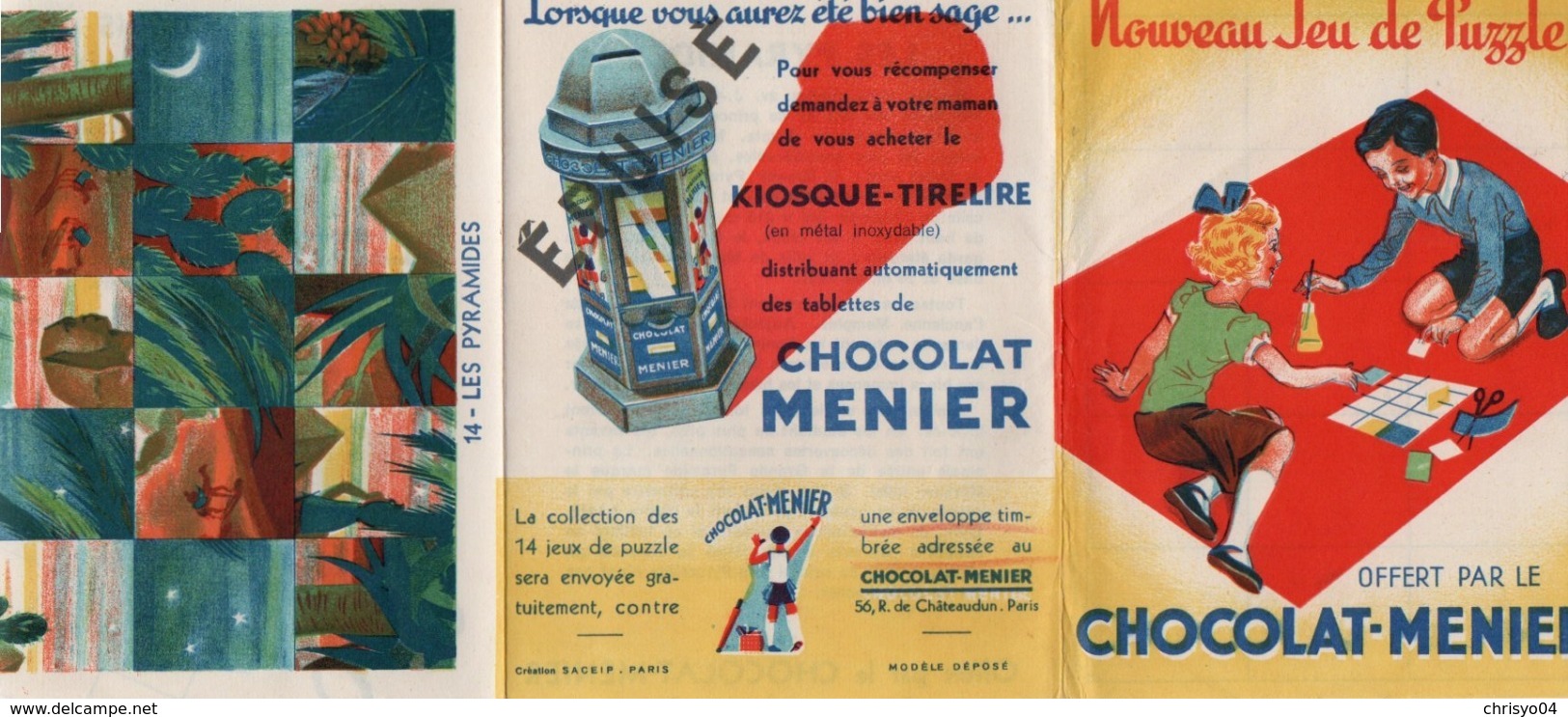 99Sv  Publicité Chocolat Meunier Jeu Puzzle Les Pyramides - Publicités