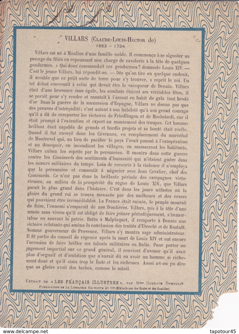 Ce Ci N Est Pas Un Protège Cahier Mais Une Couverture De Cahier D'écolier (18x22) 4 Pages  "Claude Louis De Villars" - Collections