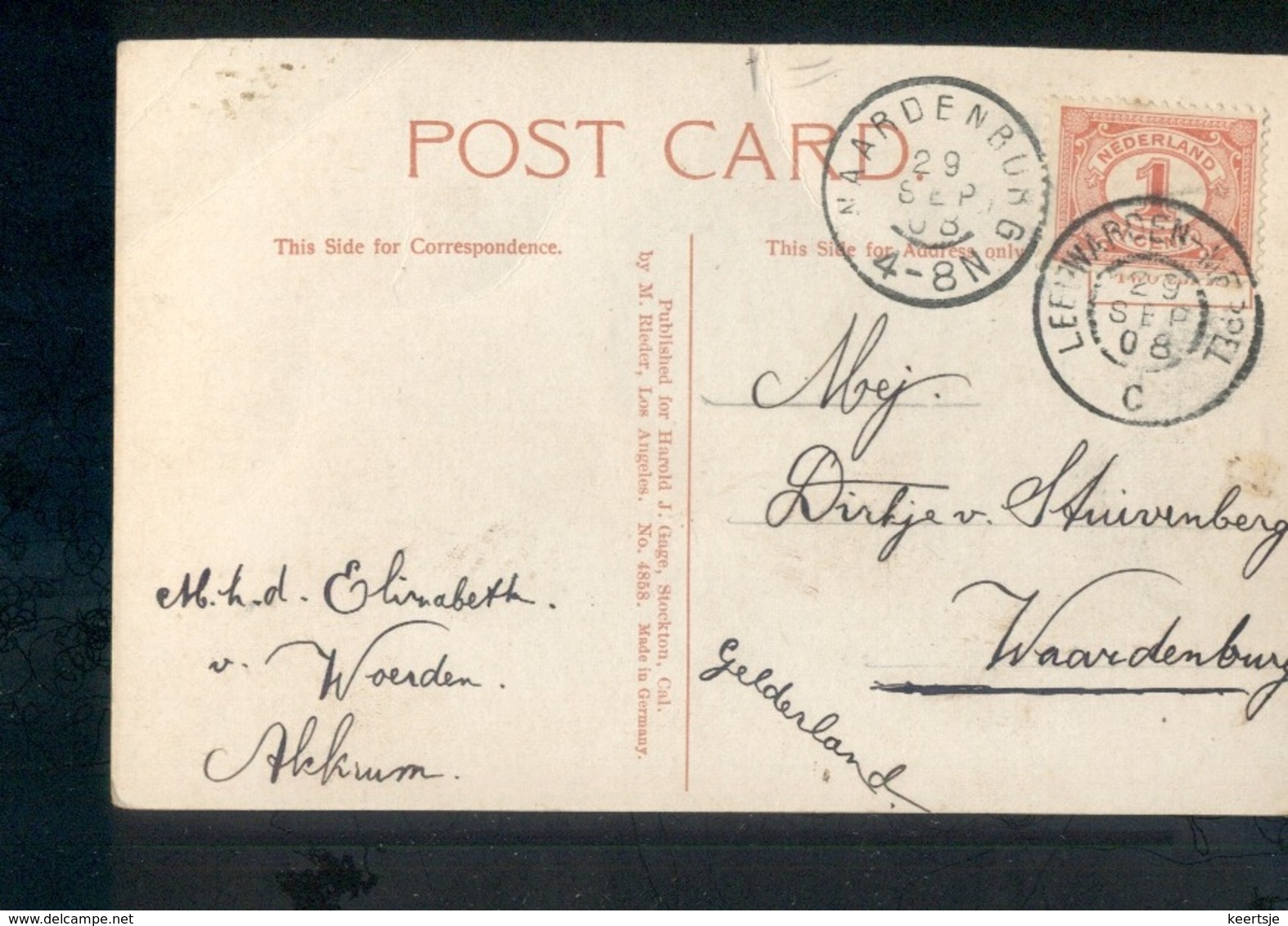 Naardenburg - Leewarden Meppel C - Grootrond - 1908 - Poststempel