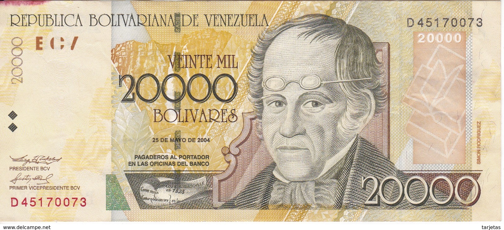 BILLETE DE VENEZUELA DE 20000 BOLIVARES DEL AÑO 2004  (BANK NOTE) - Venezuela