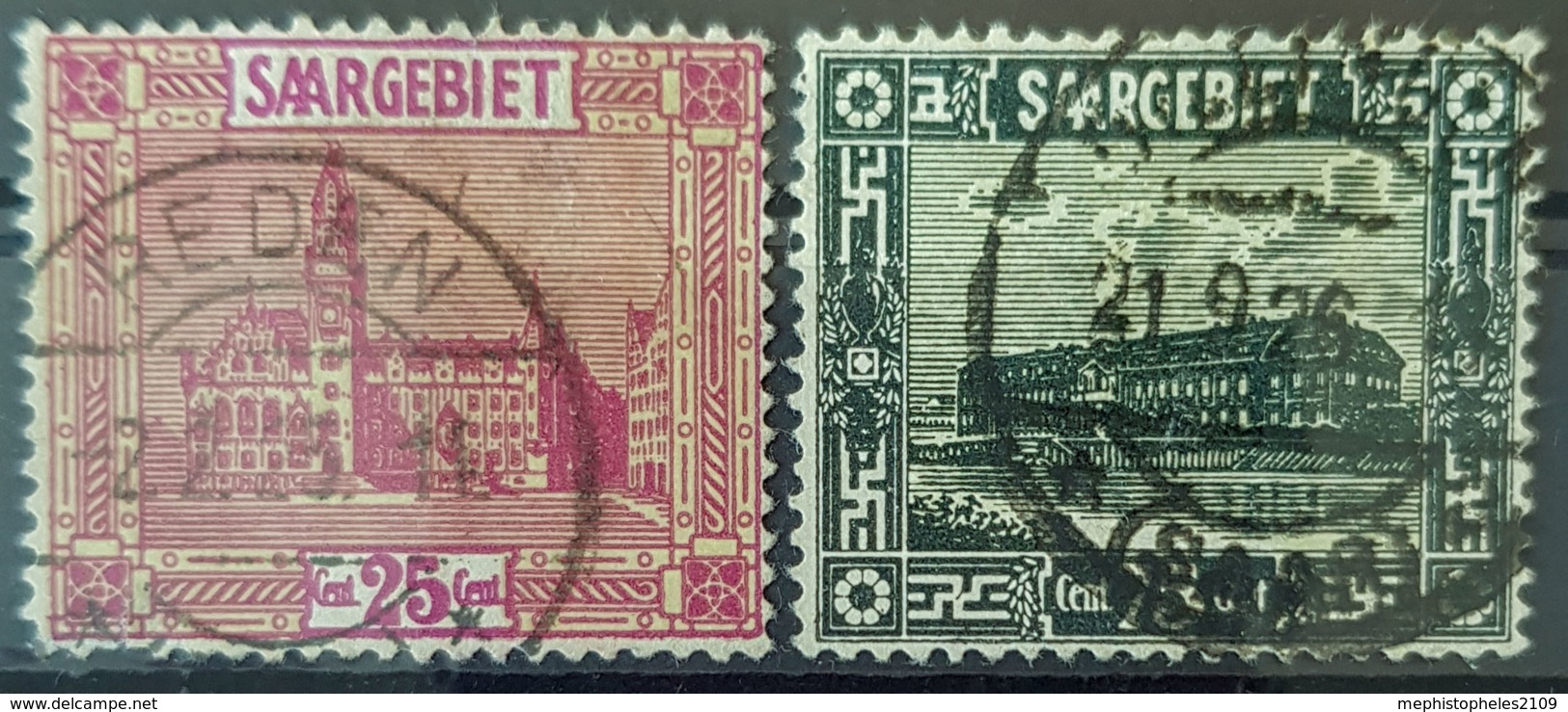 SARRE / SAARGEBIET 1923 - Canceled - Mi 100, 101 - Gebraucht