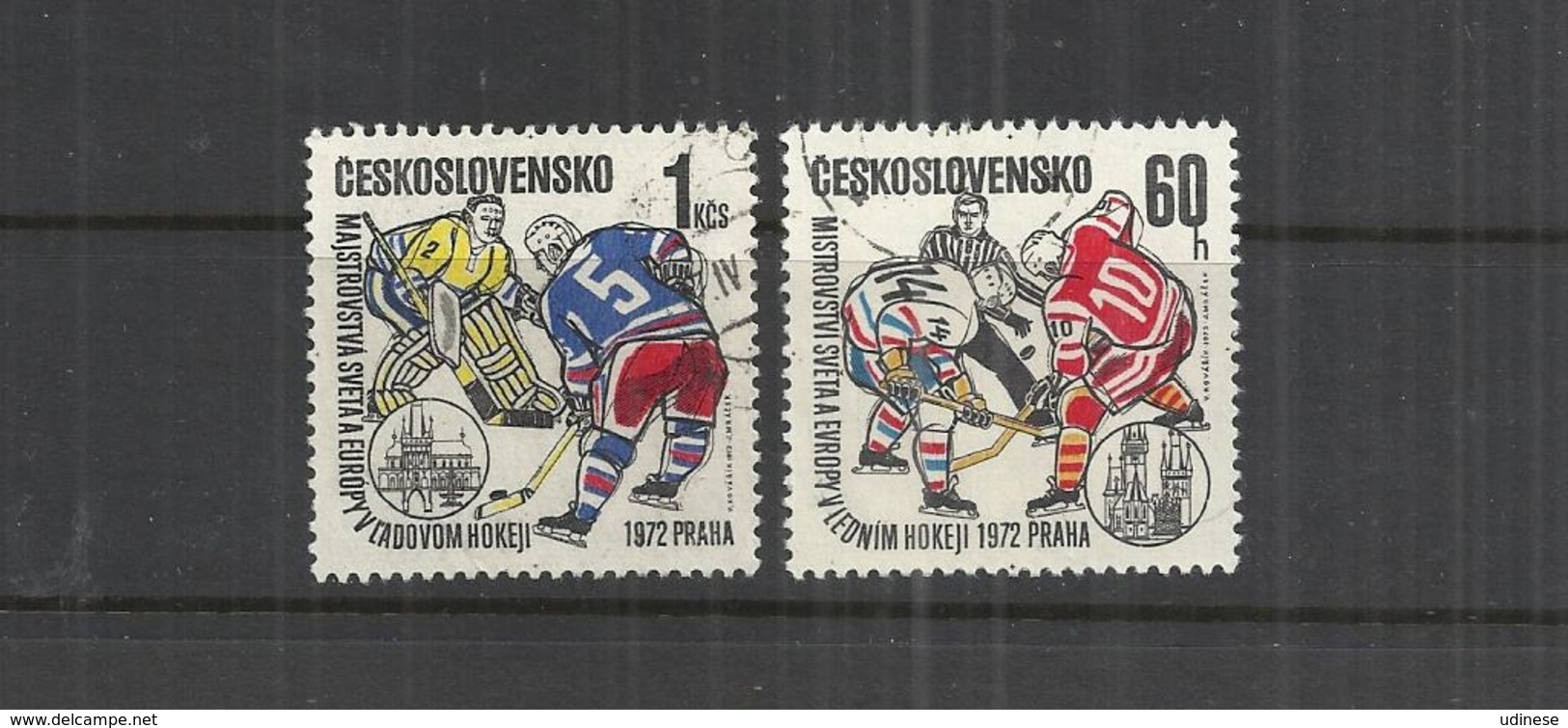 CZECHOSLOVAKIA 1972 - ICE HOCKEY WORLD CHAMPIONSHIP - CPL. SET - USED OBLITERE GESTEMPELT USADO - Hockey (Ice)