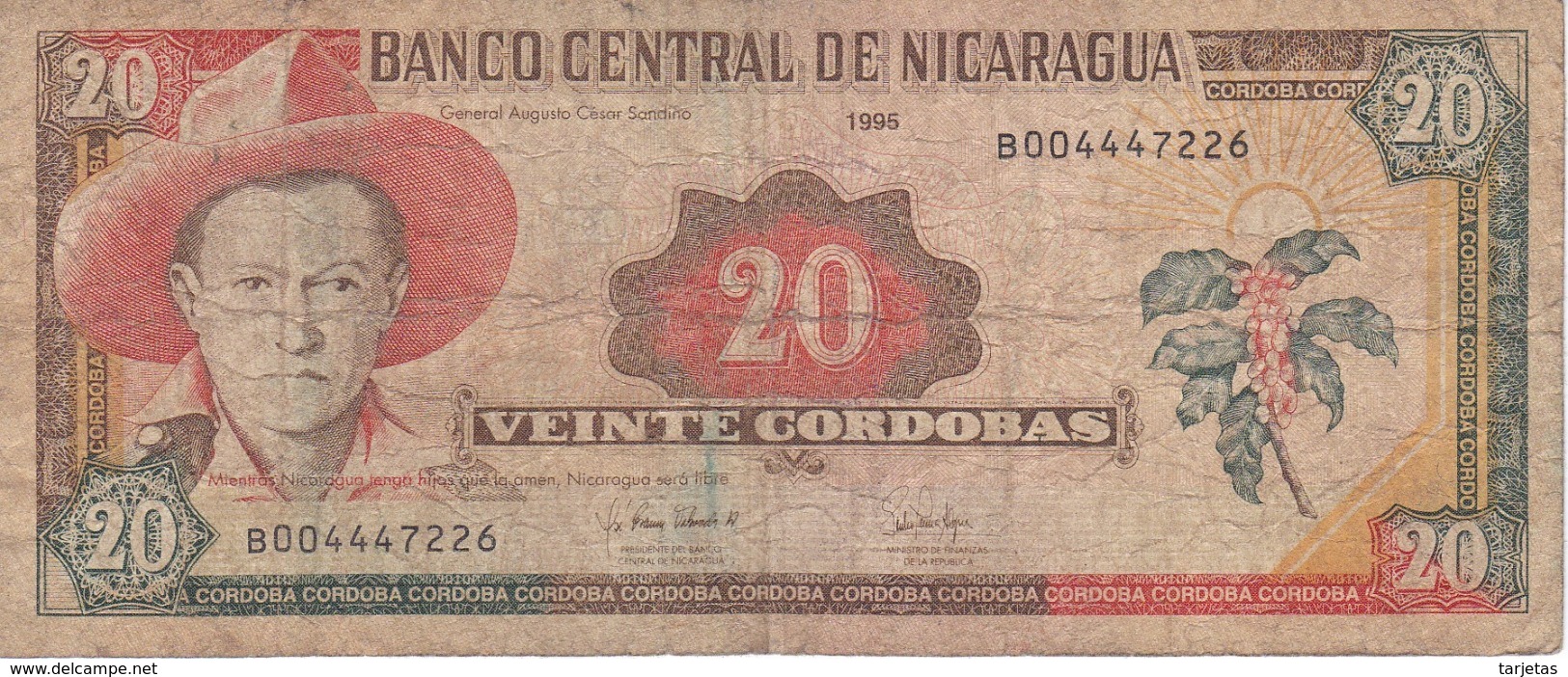 BILLETE DE NICARAGUA DE 20 CORDOBAS DEL AÑO 1995 (BANK NOTE) - Nicaragua