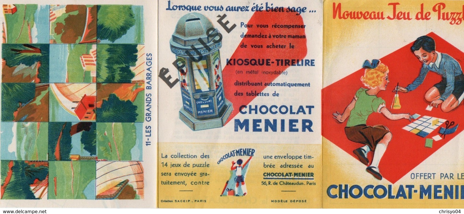 99Sv  Publicité Chocolat Meunier Jeu Puzzle Les Grands Barrages - Publicités