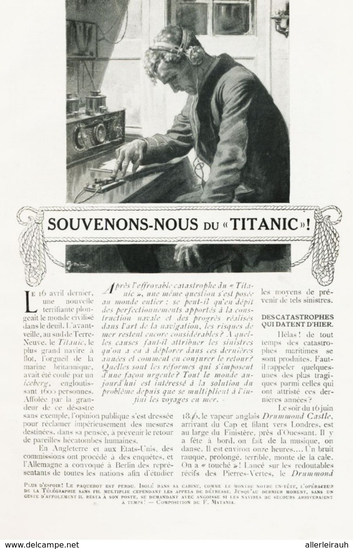 Souvenons - Nous Du Titanic /  Article,  Pris D`un Magazine / 1912 - Autres & Non Classés