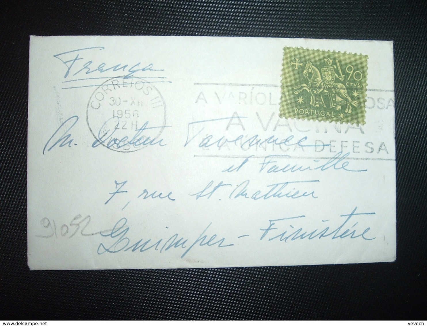 LETTRE Pour La FRANCE TP CAVALIER 90c OBL.MEC.30 XII 1956 LISBOA - Lettres & Documents