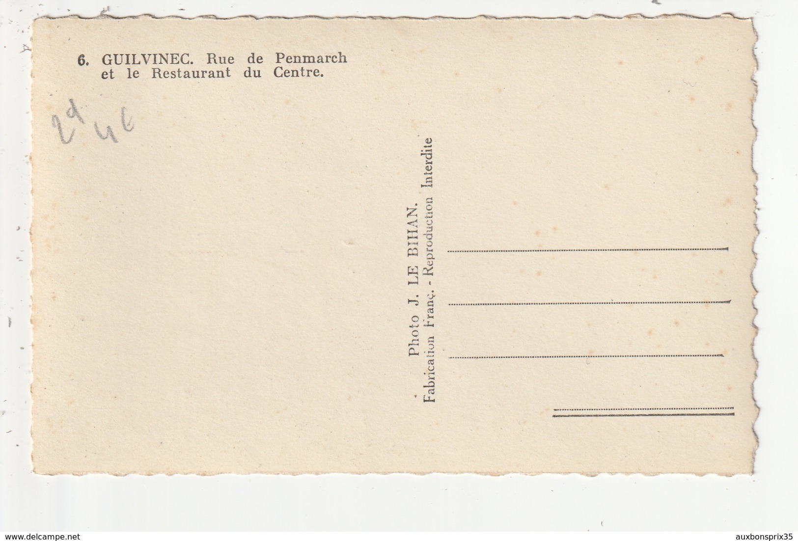 CPSM - GUILVINEC - RUE DE PENMARCH ET LE RESTAURANT DU CENTRE - 29 - Guilvinec