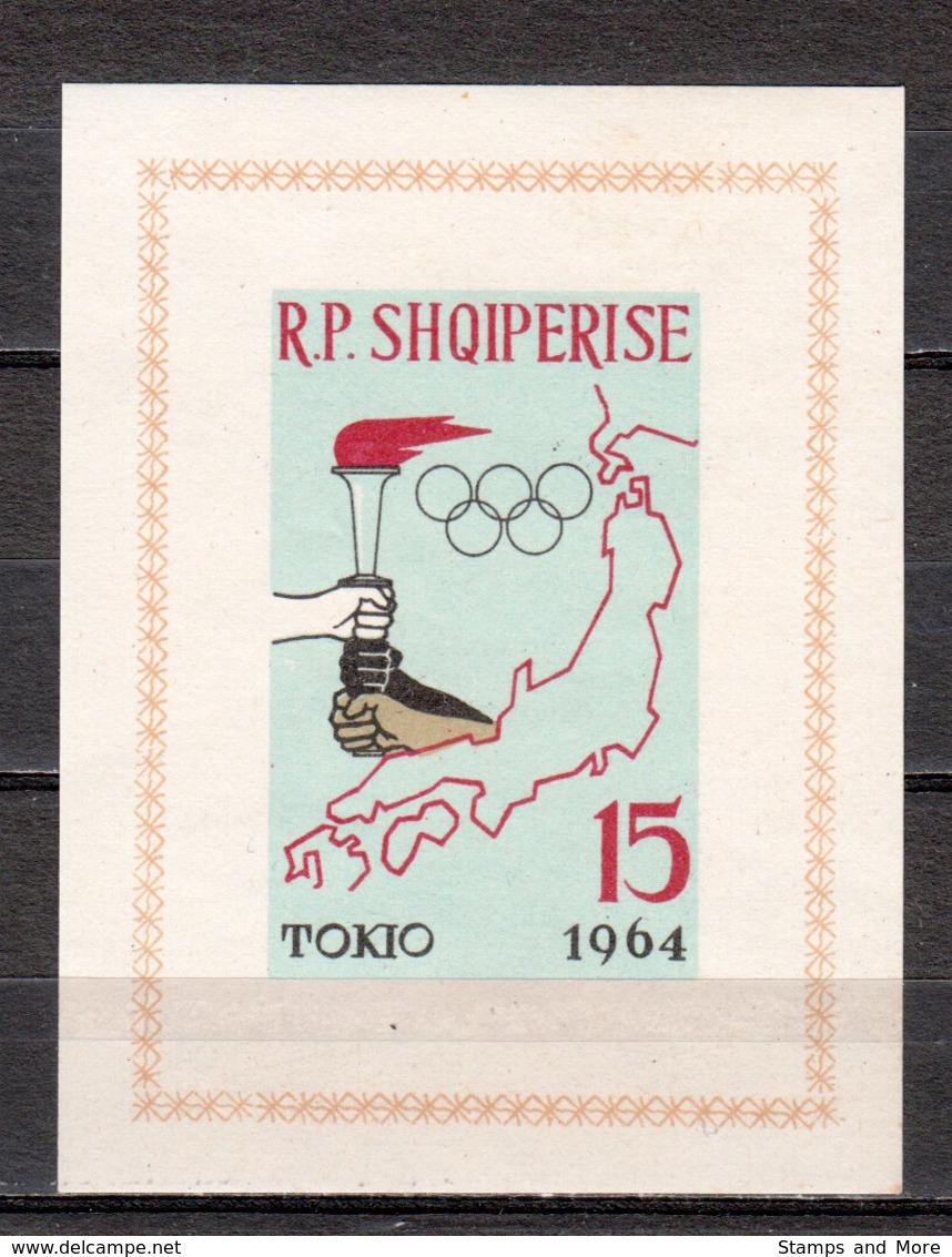 Albania 1964 Mi Block 19B MNH SUMMER OLYMPICS TOKYO (*) - Albania