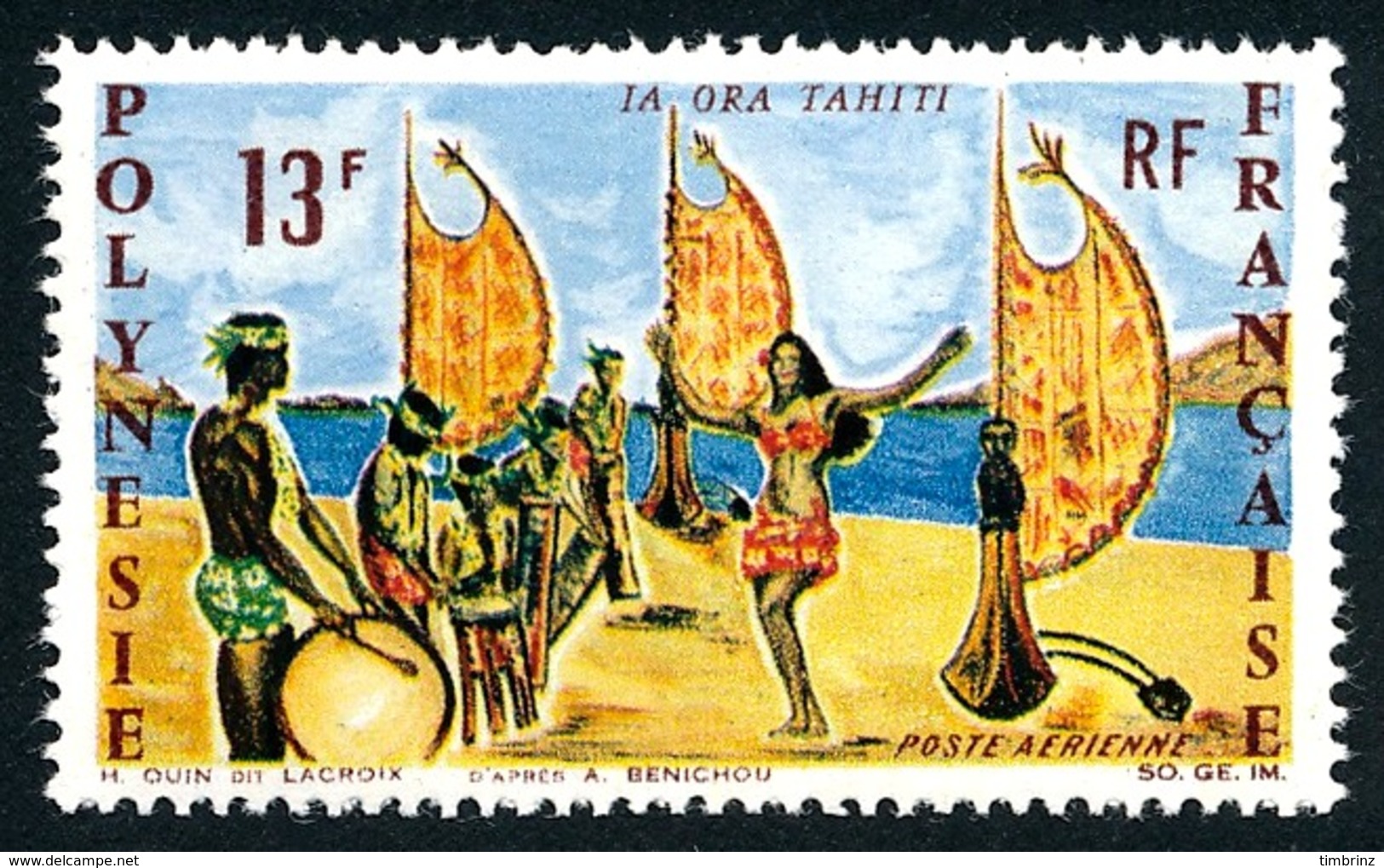 POLYNESIE 1966 - Yv. PA 21 ** TB  Cote= 15,50 EUR - Vive Tahiti, Danse  ..Réf.POL24363 - Nuovi