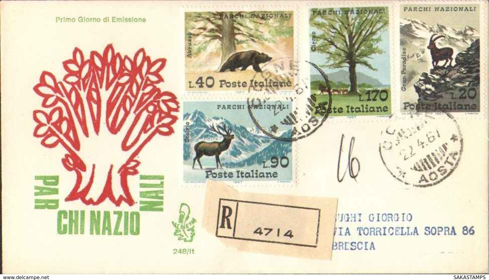 1967-s.4v."Parchi Nazionali"su Fdc Venetia Raccomandata - 1961-70: Storia Postale