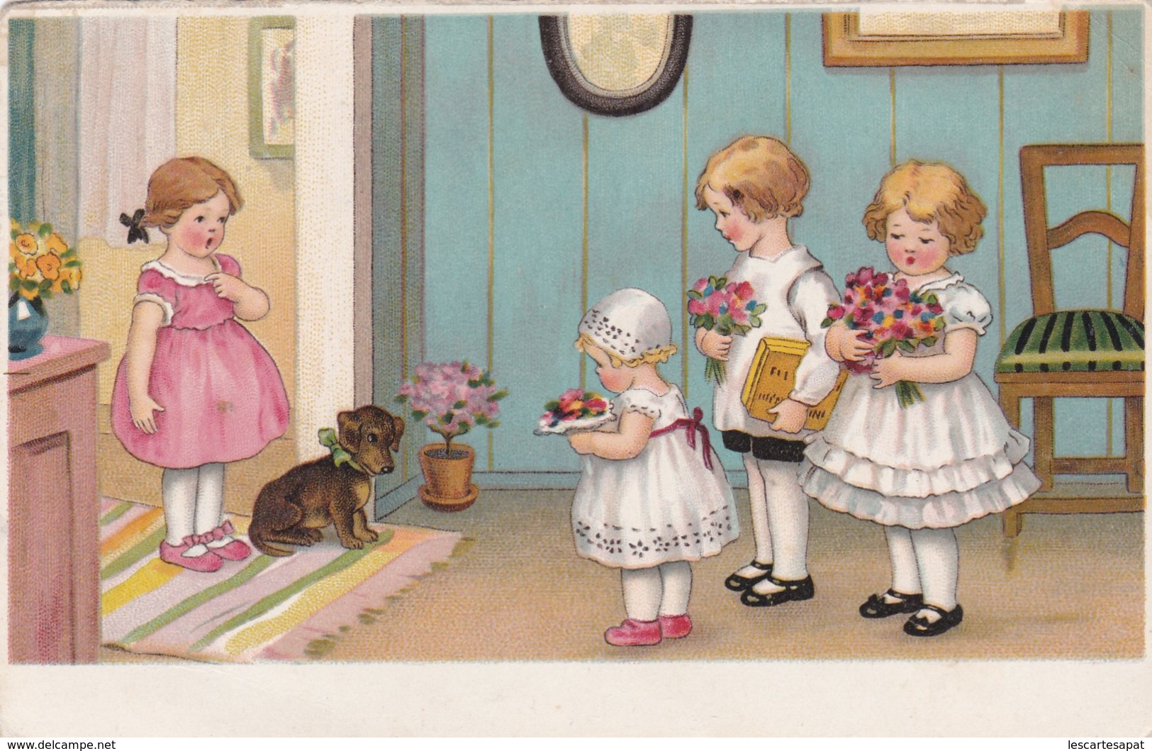 CPA -  ILLUSTRATEUR - Enfants Invités - Bouquets De Fleurs- (lot Pat 83) - 1900-1949