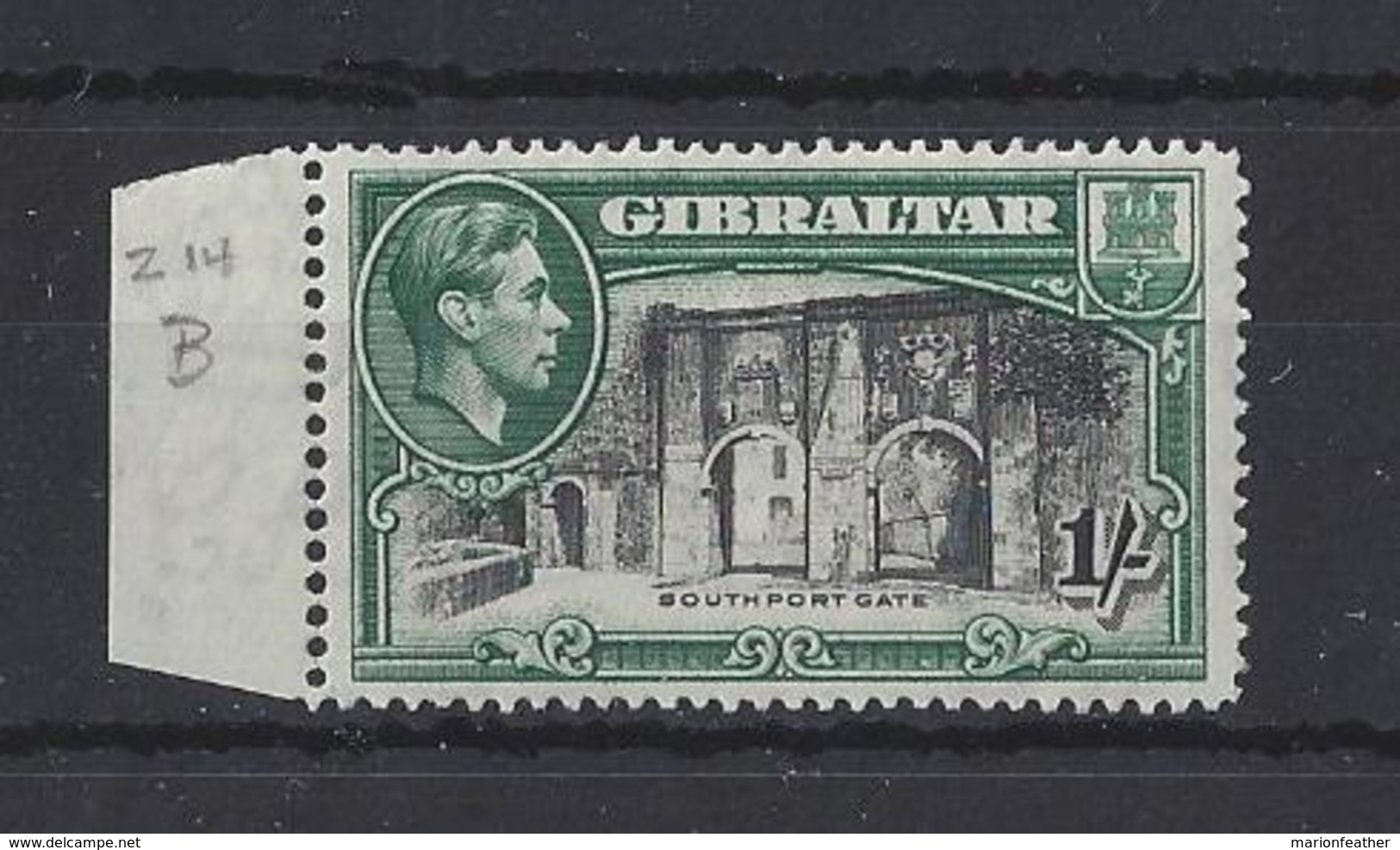 GIBRALTA.....KING GEORGE VI.(1936-52)......1/-.......SG127.....MARGINAL.......MNH . - Gibraltar