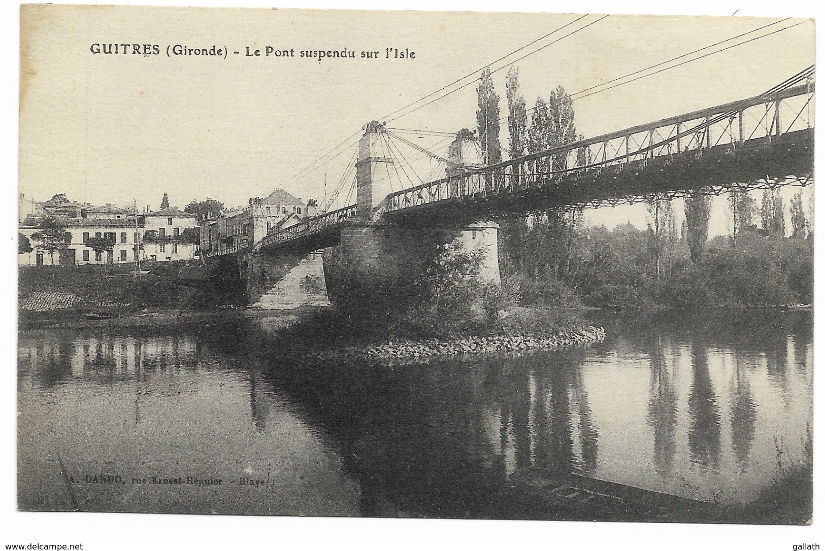 33-GUITRES-Le Pont Suspendu Sur L'Isle...1924 - Autres & Non Classés