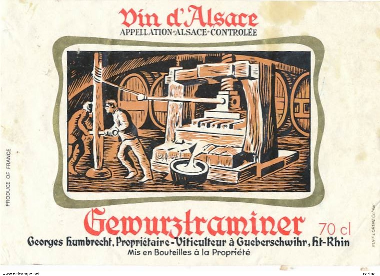 Etiquettes  Vin -B3720-Gewürtztraminer Gueberschwihr  (Vignoble, Millésime, état;...se Référer Au  Scan)-Envoi Gratuit - Gewurztraminer