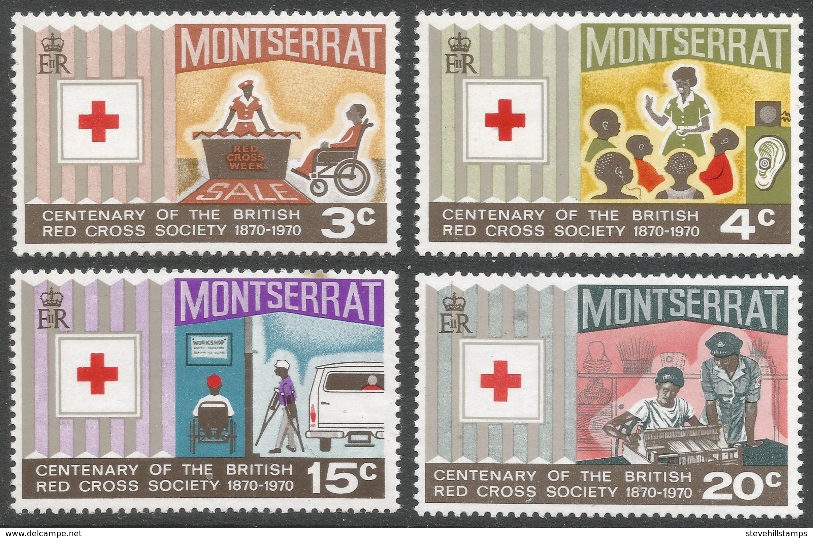 Montserrat. 1970 Centenary Of British Red Cross. MNH Complete Set. SG 238-241 - Montserrat