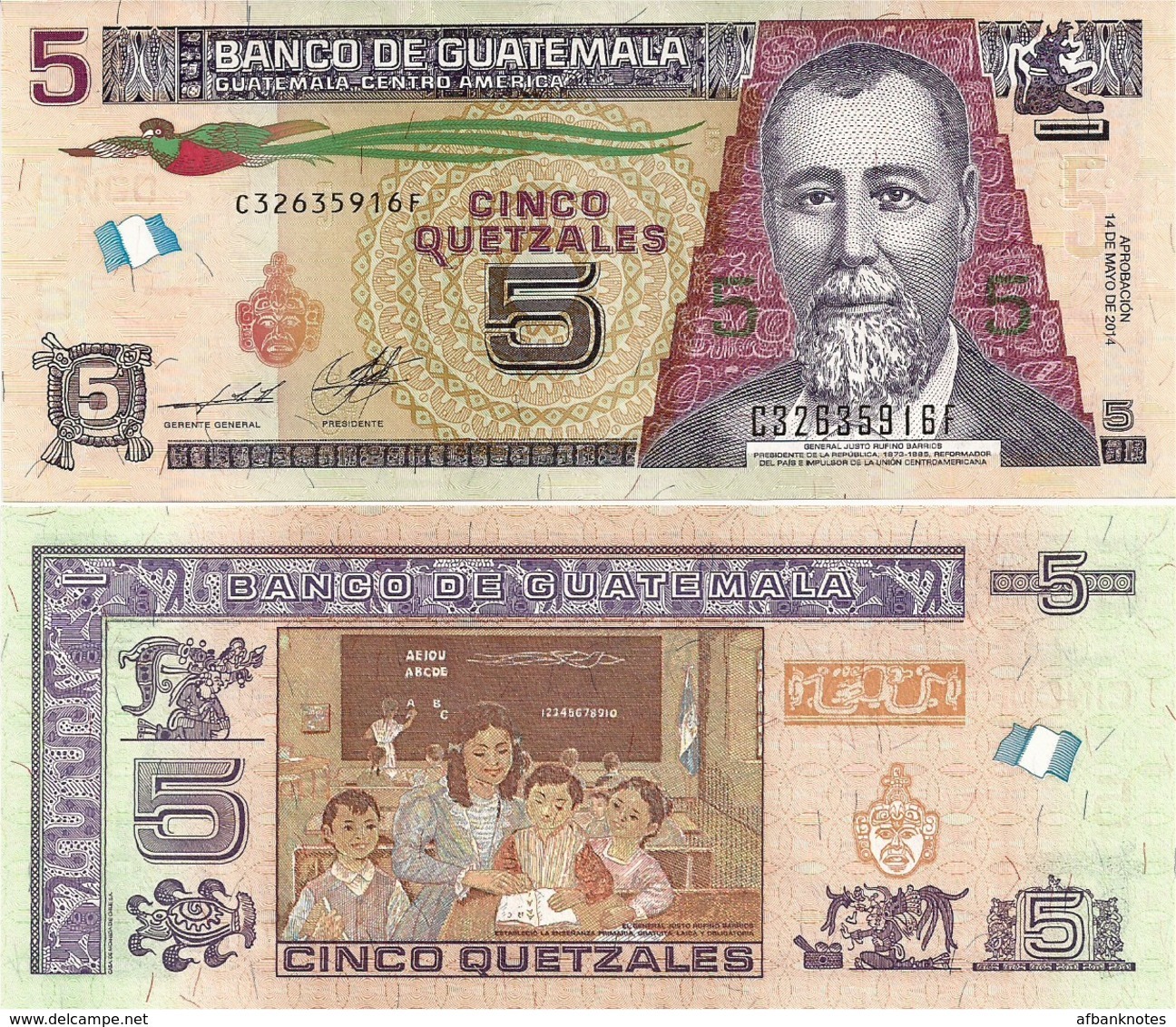 GUATEMALA       5 Quetzales       P-New        14.5.2014 (2019)       UNC    [CMC] - Guatemala