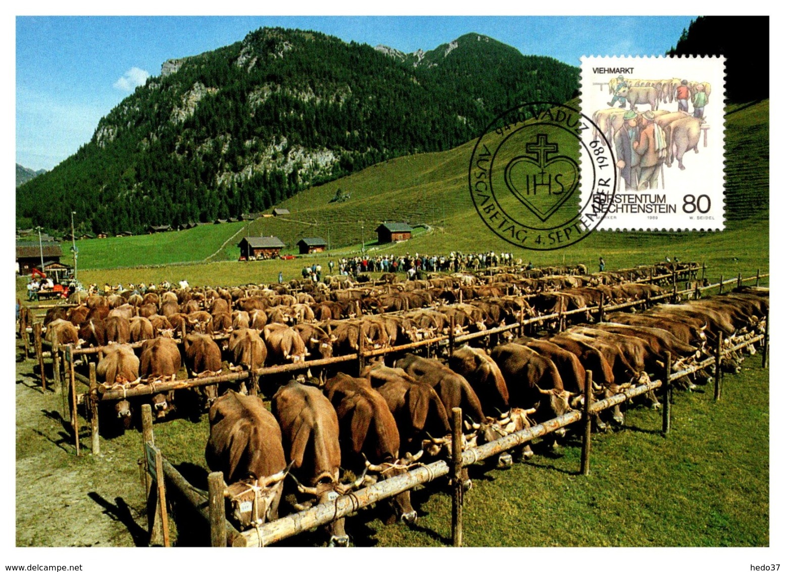 Thème Animaux - Vache - Liechtenstein Carte Maximum - Vaches