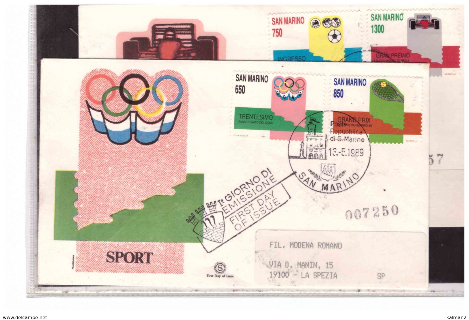 FDC5494  -  SAN MARINO  13.5.1989    /   FDC CAT.UNIFICATO   1258/61   -  AVVENIMENTI SPORTIVI A SAN MARINO - Altri & Non Classificati