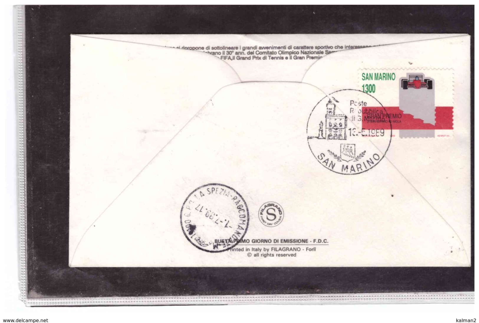 FDC5494  -  SAN MARINO  13.5.1989    /   FDC CAT.UNIFICATO   1258/61   -  AVVENIMENTI SPORTIVI A SAN MARINO - Other & Unclassified