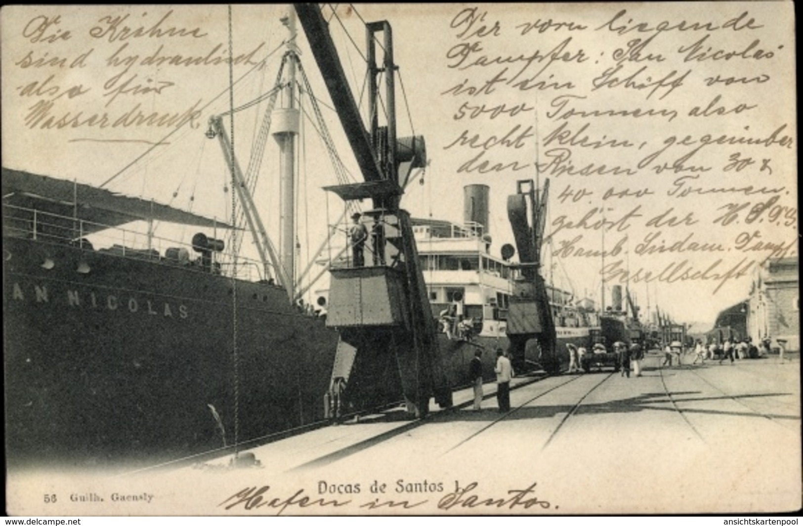 Cp Santos Brasilien, Docas, Hafen, Dampfer, Kräne - Autres