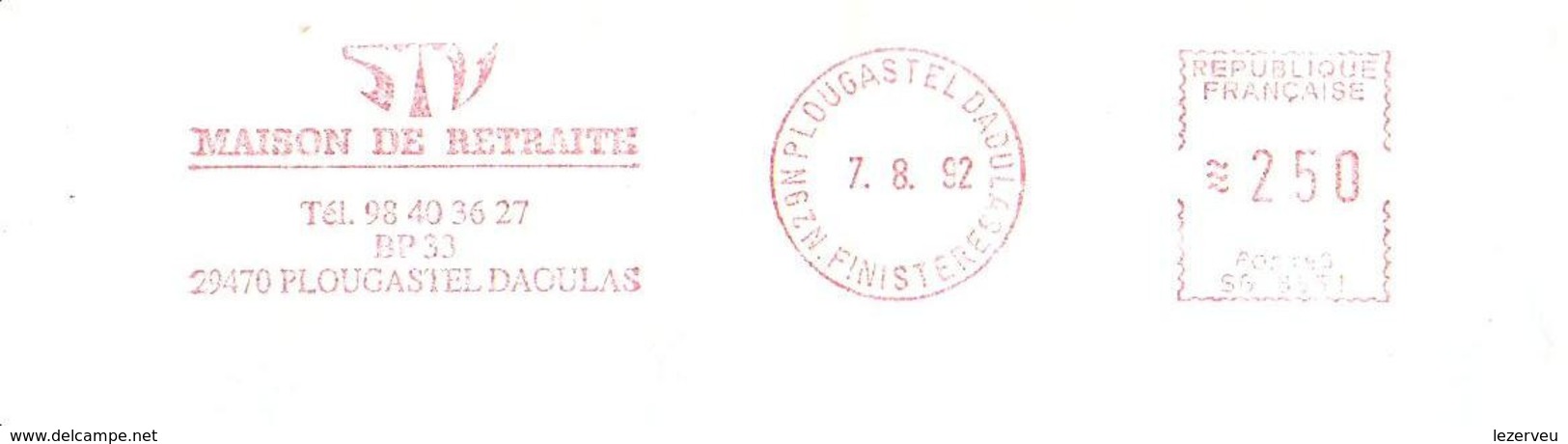 CACHET OBLITERATION FLAMME EMA PLOUGASTEL DAOULAS MAISON DE RETRAITE ENVELOPPE 16X11 - 1961-....