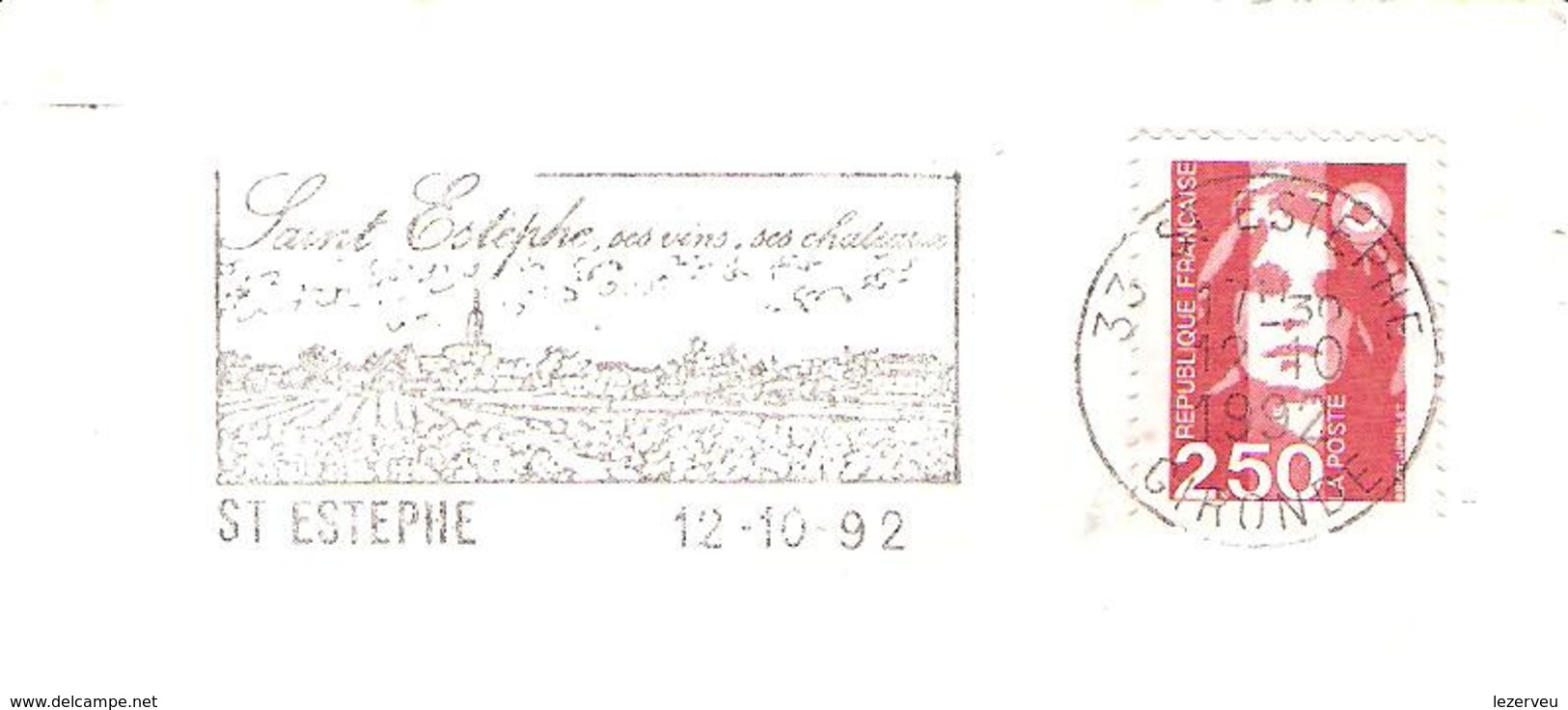 CACHET OBLITERATION FLAMME SAINT ESTEPHE VINS CHATEAUX  ENVELOPPE 16X11 - 1961-....