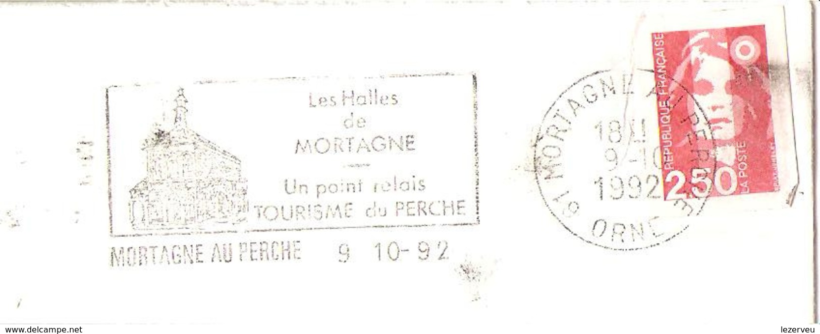 CACHET OBLITERATION FLAMME MORTAGNE AU PERCHE HALLES   ENVELOPPE 9X14 - 1961-....