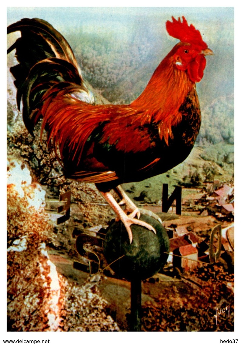 Thème Animaux - Oiseaux - Coq - France Carte - Ferme