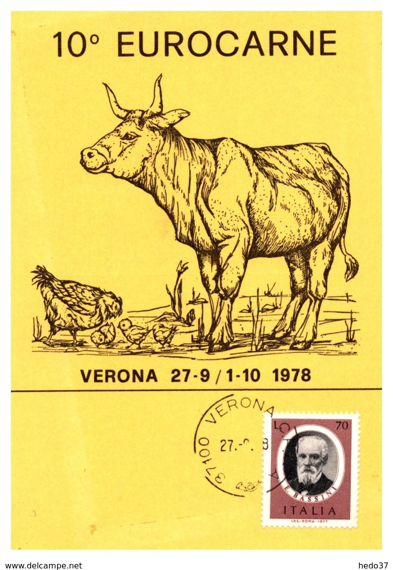 Thème Animaux - Vache, Poule - Italie Carte - Farm