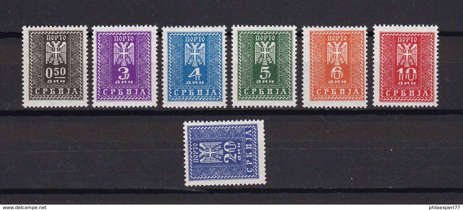 Serbien - 1943 - Portomarken - Michel Nr. 16/22 - Ungebr. - 22 Euro - Besetzungen 1938-45