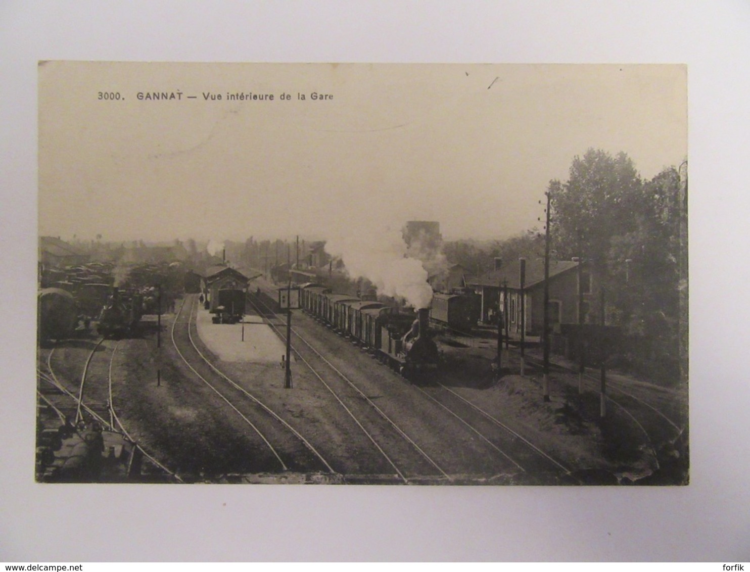 Gannat (Allier) N°3000 - Vue Intérieure De La Gare - Train à Vapeur Au Départ - Carte Animée, Circulée En 1917 - Otros & Sin Clasificación