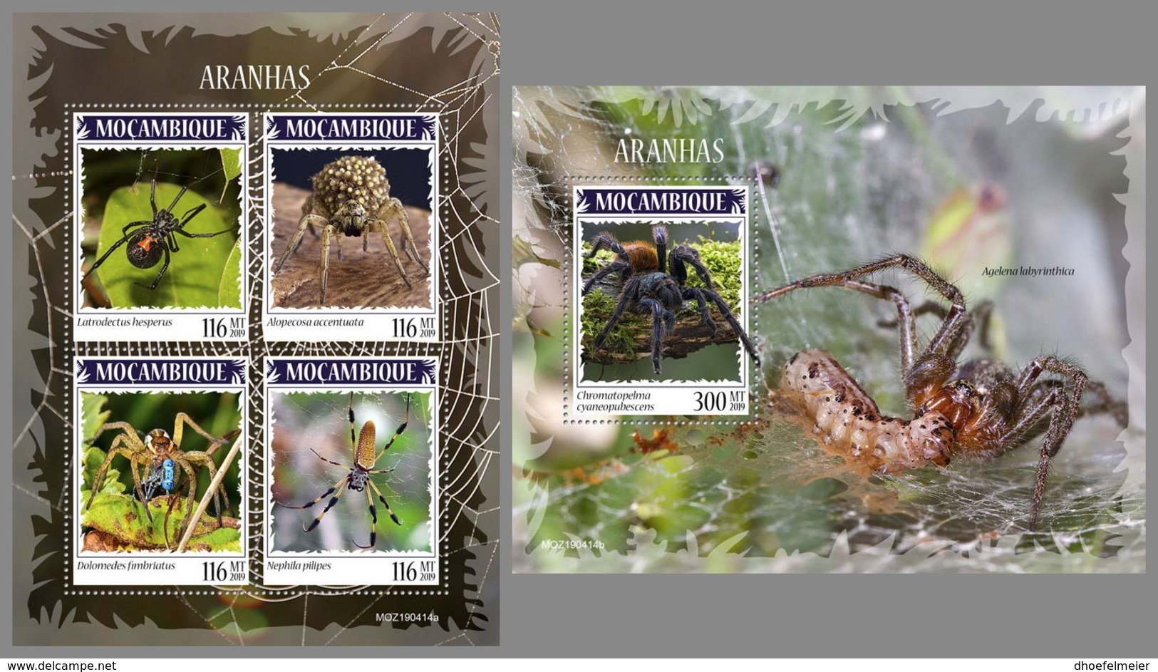 MOZAMBIQUE 2019 MNH Spiders Spinnen Araignees M/S+S/S - OFFICIAL ISSUE - DH1941 - Spinnen